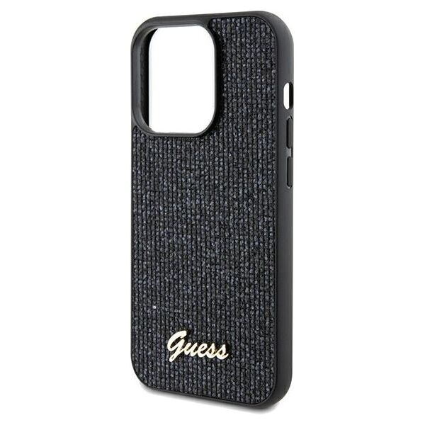 Guess case for  iPhone 13 Pro 6,1&quot; GUHCP13LPMSDGSK HC PU DISCO SCRIPT METAL BLACK 3666339173371