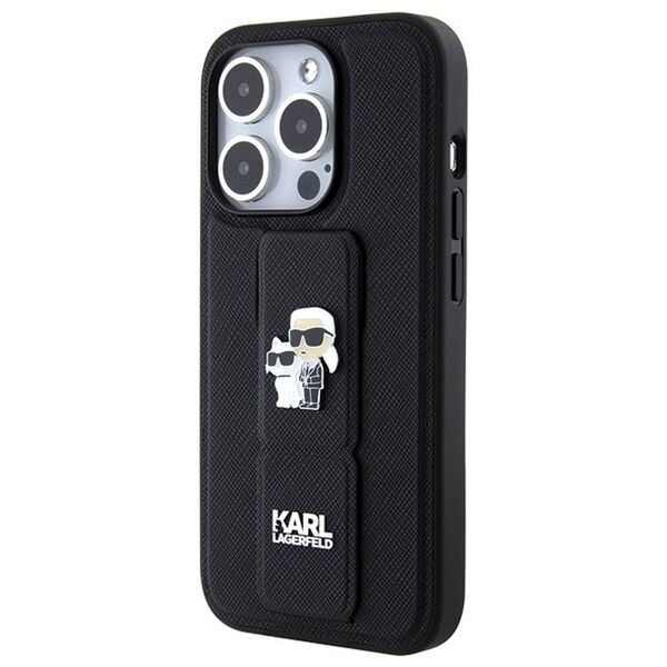 Karl Lagerfeld case for iPhone 13 Pro 6,1&quot; KLHCP13LGSAKCPK HC GRIPSTAND SAFFIANO KC PINS BLACK 3666339206819