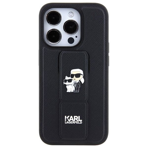 Karl Lagerfeld case for iPhone 13 Pro 6,1&quot; KLHCP13LGSAKCPK HC GRIPSTAND SAFFIANO KC PINS BLACK 3666339206819