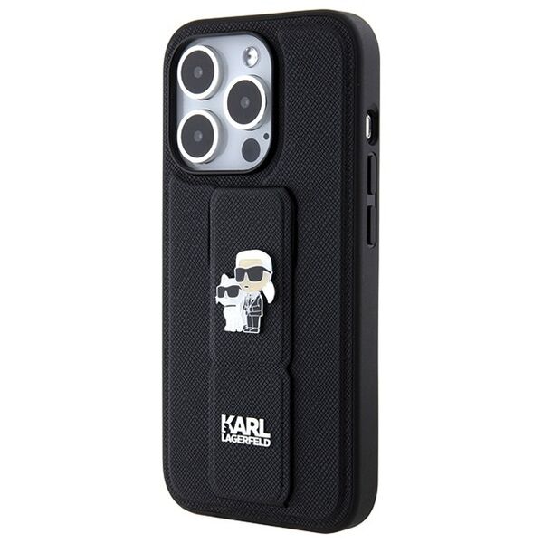 Karl Lagerfeld case for iPhone 14 Pro Max 6,7&quot; KLHCP14XGSAKCPK HC GRIPSTAND SAFFIANO KC PINS BLACK 3666339206864