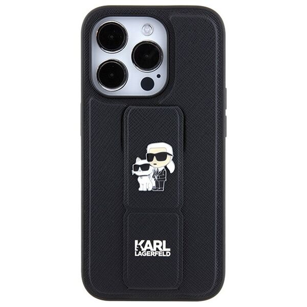 Karl Lagerfeld case for iPhone 14 Pro Max 6,7&quot; KLHCP14XGSAKCPK HC GRIPSTAND SAFFIANO KC PINS BLACK 3666339206864
