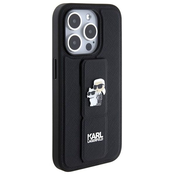 Karl Lagerfeld case for iPhone 14 Pro Max 6,7&quot; KLHCP14XGSAKCPK HC GRIPSTAND SAFFIANO KC PINS BLACK 3666339206864