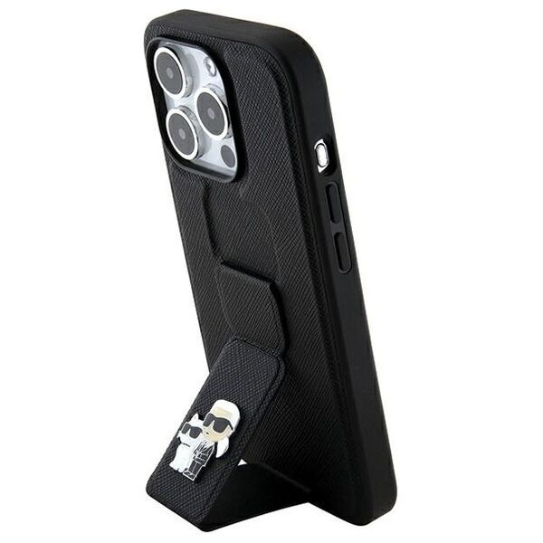 Karl Lagerfeld case for iPhone 14 Pro Max 6,7&quot; KLHCP14XGSAKCPK HC GRIPSTAND SAFFIANO KC PINS BLACK 3666339206864