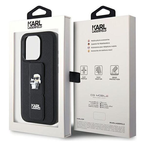 Karl Lagerfeld case for iPhone 14 Pro Max 6,7&quot; KLHCP14XGSAKCPK HC GRIPSTAND SAFFIANO KC PINS BLACK 3666339206864