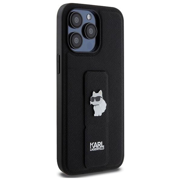 Karl Lagerfeld case for iPhone 13 Pro Max 6,7&quot; KLHCP13XGSACHPK HC GRIPSTAND SAFFIANO CHOUPETTE PINS BLACK 3666339207380