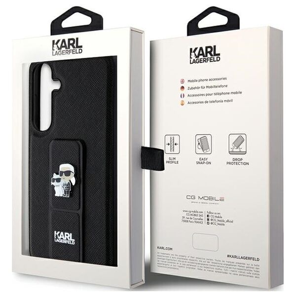 Karl Lagerfeld case for Samsung Galaxy S24 KLHCS24SGSAKCPK black HC GRIPSTAND SAFFIANO KC PINS 3666339242145