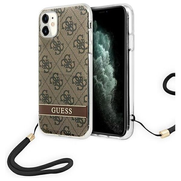 Guess case for IPhone 11 GUOHCN61H4STW hard case brown Print 4G Cord 3666339046408