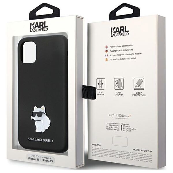 Karl Lagerfeld case for iPhone 11 KLHCN61SMHCNPK black HC Silicone C Metal Pin 3666339166274