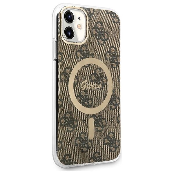 Guess set case + charger for iPhone 11 6,1&quot; GUBPN61H4EACSW brown hard case 4G Print MagSafe 3666339103385