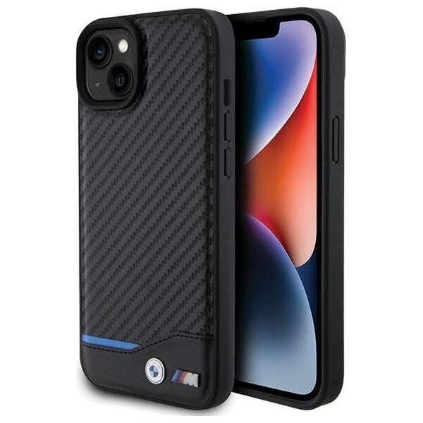 BMW case for iPhone 15 Plus 6,7&quot; BMHCP15M22NBCK black HC PU Carbon 3666339143848