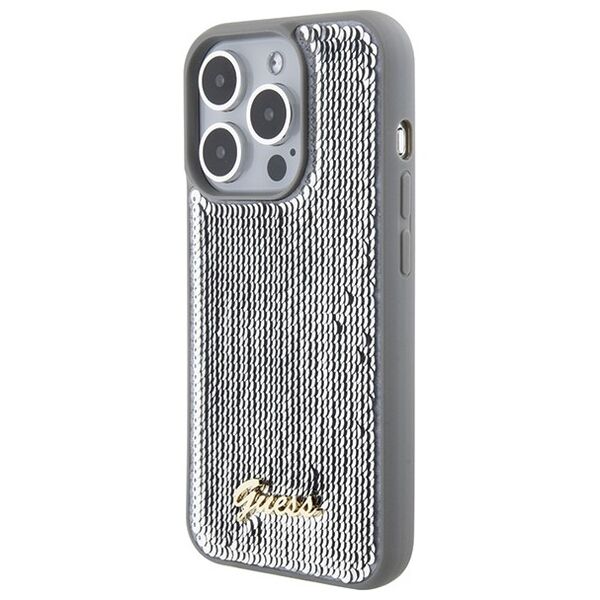 Guess case for iPhone 15 Pro 6,1&quot; GUHCP15LPSFDGSS silver HC Sequin Script Metal 3666339173173