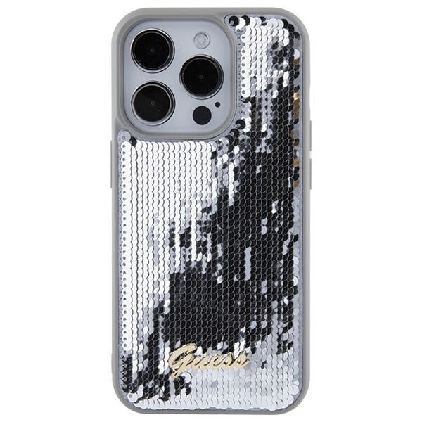 Guess case for iPhone 15 Pro 6,1&quot; GUHCP15LPSFDGSS silver HC Sequin Script Metal 3666339173173