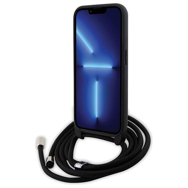 Karl Lagerfeld case for iPhone 15 Pro 6,1&quot; KLHCP15LSASKNPSK black HC Saffiano Ikonik Metal Pin Monogram Crossbody 3666339165895