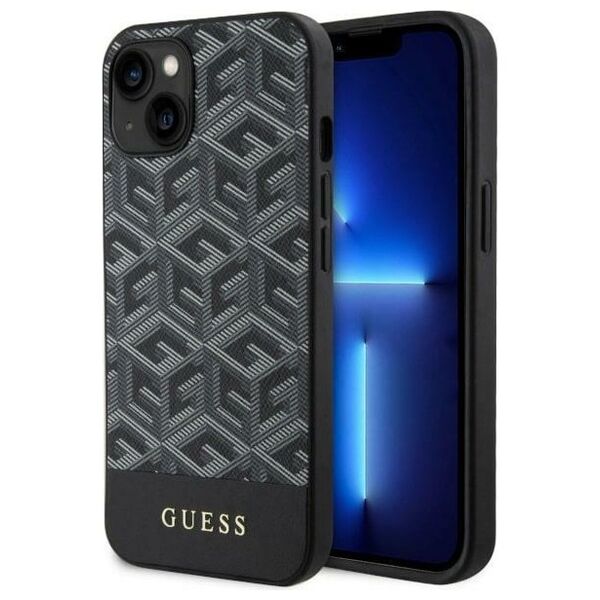 Guess case for iPhone 14 Plus 6,7&quot; GUHMP14MHGCFSEK black hard case GCube Stripes MagSafe 3666339112431