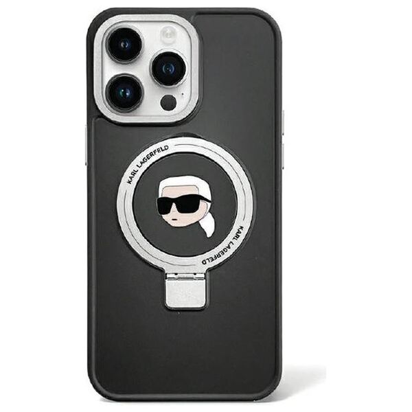 Karl Lagerfeld case for iPhone 15 6,1&quot; KLHMP15SHMRSKHK black HC Magsafe Ringstand KH 3666339168391