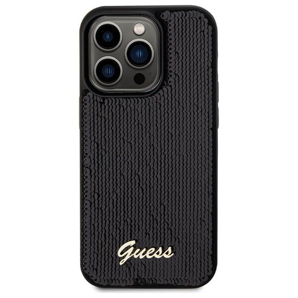 Guess case for  iPhone 13 Pro 6,1&quot; GUHCP13LPSFDGSK HC SEQUIN SCRIPT METAL BLACK 3666339172817