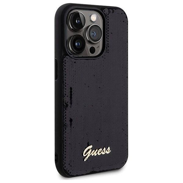 Guess case for  iPhone 13 Pro 6,1&quot; GUHCP13LPSFDGSK HC SEQUIN SCRIPT METAL BLACK 3666339172817