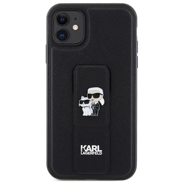 Karl Lagerfeld case for iPhone 11 KLHCN61GSAKCPK HC GRIPSTAND SAFFIANO KC PINS BLACK 3666339206772