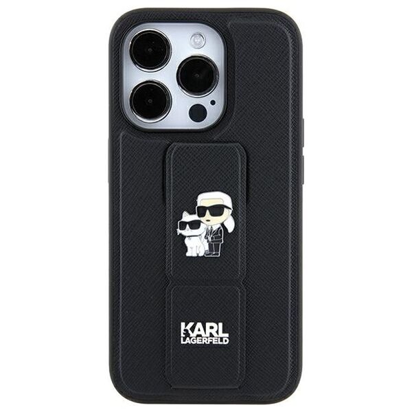 Karl Lagerfeld case for iPhone 11 KLHCN61GSAKCPK HC GRIPSTAND SAFFIANO KC PINS BLACK 3666339206772