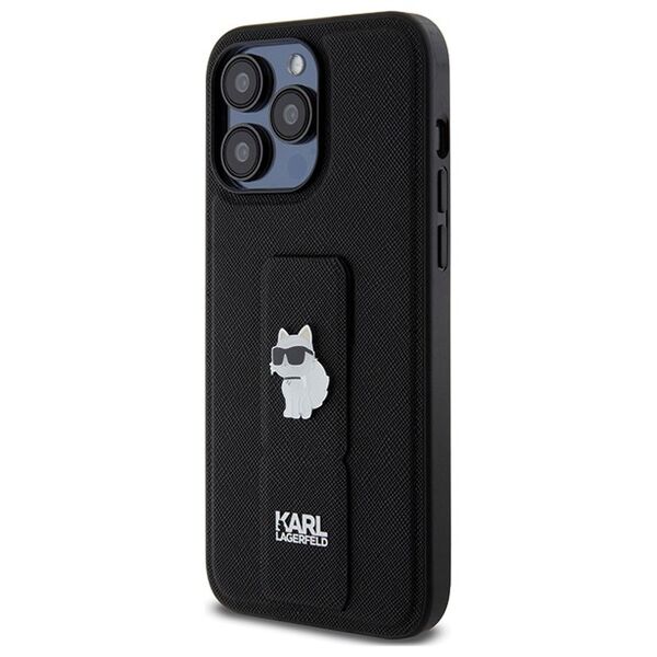 Karl Lagerfeld case for iPhone 13 Pro 6,1&quot; KLHCP13LGSACHPK HC GRIPSTAND SAFFIANO CHOUPETTE PINS BLACK 3666339207373