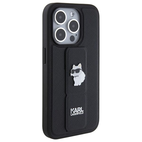 Karl Lagerfeld case for iPhone 14 Pro Max 6,7&quot; KLHCP14XGSACHPK HC GRIPSTAND SAFFIANO CHOUPETTE PINS BLACK 3666339207427