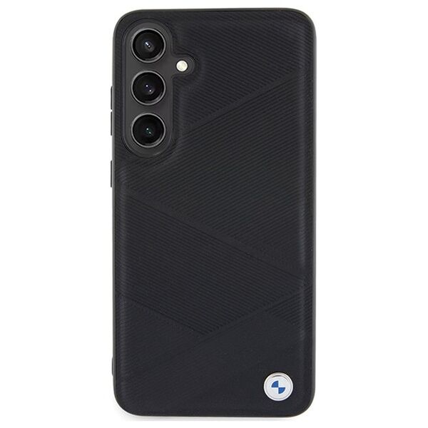 BMW case for Samsung Galaxy S24 black Signature Leather Crossing Lines Pattern 3666339242626