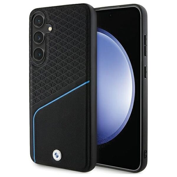 BMW case for Samsung Galaxy S24 + black Signature Leather Textured & Line MagSafe 3666339241667