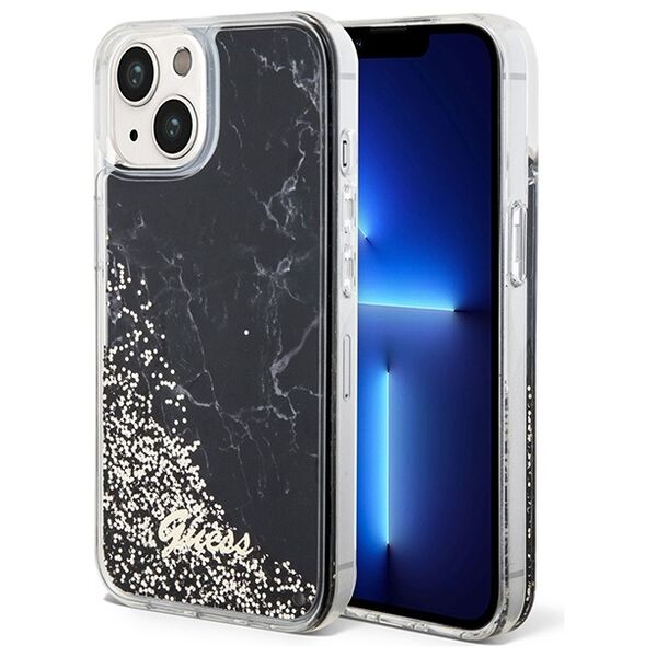 Guess case for iPhone 14 6,1&quot; GUHCP14SLCSGSGK black hard case Liquid Glitter Marble 3666339127282