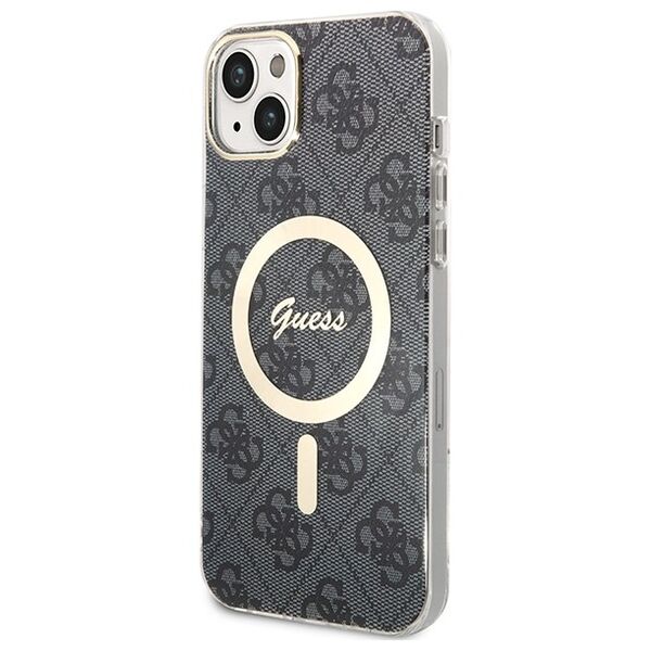 Guess set case + charger for iPhone 14 Plus 6,7&quot; GUBPP14MH4EACSK black hard case 4G Print MagSafe 3666339102821