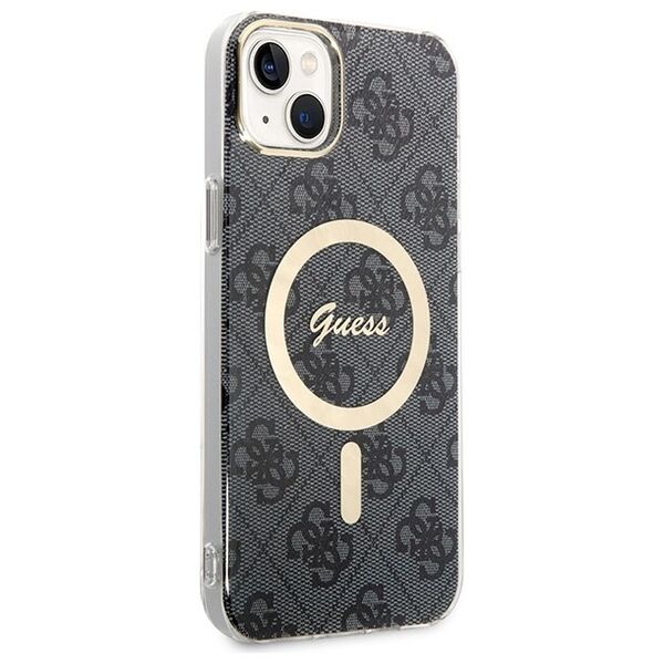 Guess set case + charger for iPhone 14 Plus 6,7&quot; GUBPP14MH4EACSK black hard case 4G Print MagSafe 3666339102821