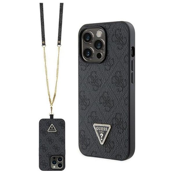 Guess case for iPhone 13 Pro 6,1&quot; GUHCP13LP4TDSCPK black HC PU Leather Metal Logo Strass Crossbody 3666339146740