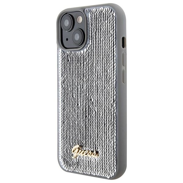 Guess case for iPhone 15 6,1&quot; GUHCP15SPSFDGSS silver HC Sequin Script Metal 3666339173159