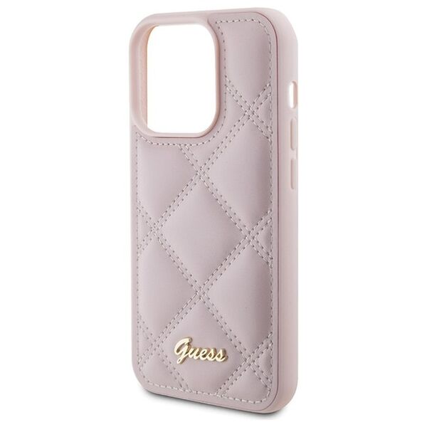 Guess case for iPhone 15 Pro Max 6,7&quot; GUHCP15XPSQSQSP pink HC PU Quilted Metal Logo 3666339149772
