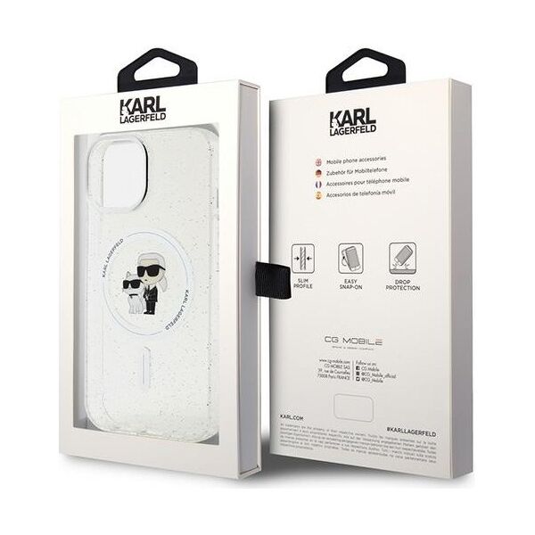 Karl Lagerfeld case for iPhone 15 Plus 6,7&quot; KLHMP15MHGKCNOT transparent HC Magsafe IML KC Glitter 3666339162764