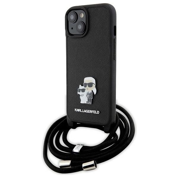 Karl Lagerfeld case for iPhone 15 Plus 6,7&quot; KLHCP15MSAKCPSK black HC Saffiano KC Metal Pin Crossbody 3666339165765