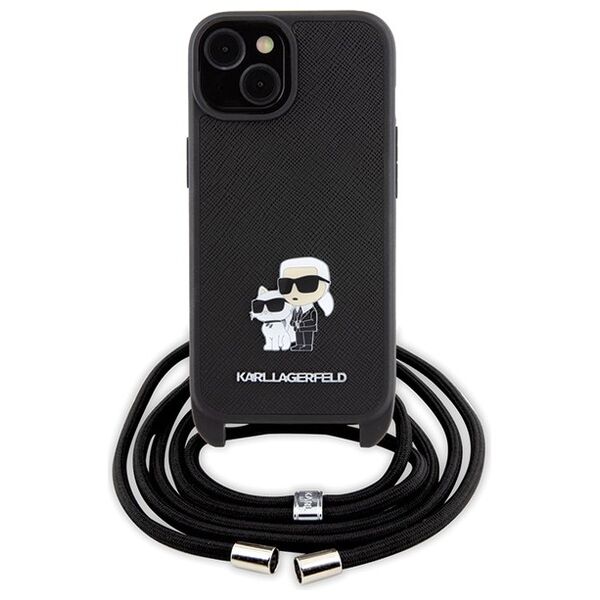 Karl Lagerfeld case for iPhone 15 Plus 6,7&quot; KLHCP15MSAKCPSK black HC Saffiano KC Metal Pin Crossbody 3666339165765