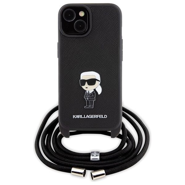Karl Lagerfeld case for iPhone 15 6,1&quot; KLHCP15SSASKNPSK black HC Saffiano Ikonik Metal Pin Monogram Crossbody 3666339165871