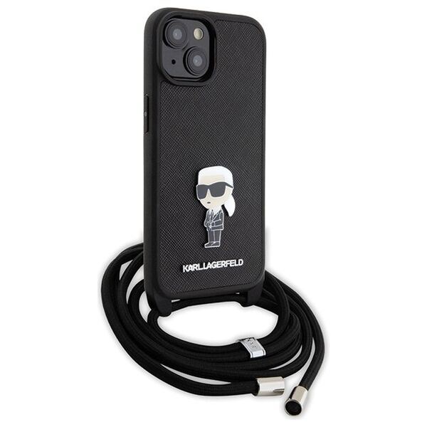 Karl Lagerfeld case for iPhone 15 6,1&quot; KLHCP15SSASKNPSK black HC Saffiano Ikonik Metal Pin Monogram Crossbody 3666339165871