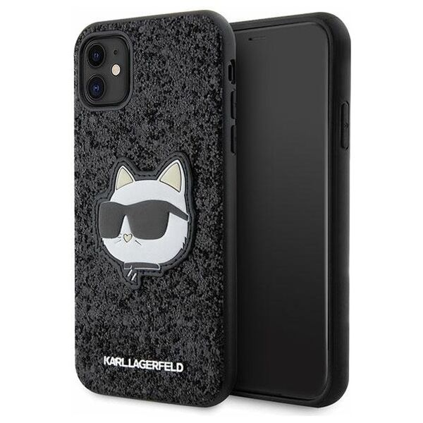 Karl Lagerfeld case for iPhone 11 / XR KLHCN61G2CPK black hardcase Glitter Choupette Patch 3666339170028