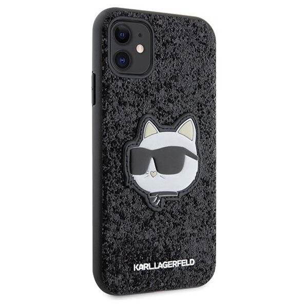 Karl Lagerfeld case for iPhone 11 / XR KLHCN61G2CPK black hardcase Glitter Choupette Patch 3666339170028