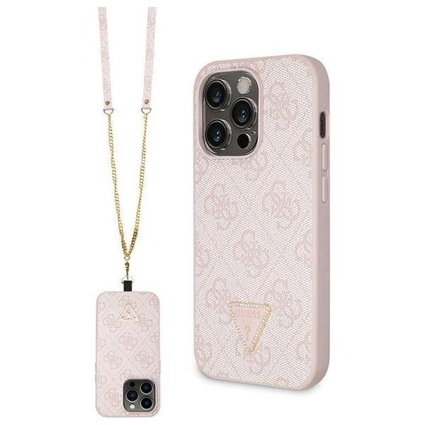 Guess case for iPhone 15 Pro 6.1&quot; GUHCP15LP4TDSCPP pink hardcase Crossbody 4G Metal Logo 3666339147242