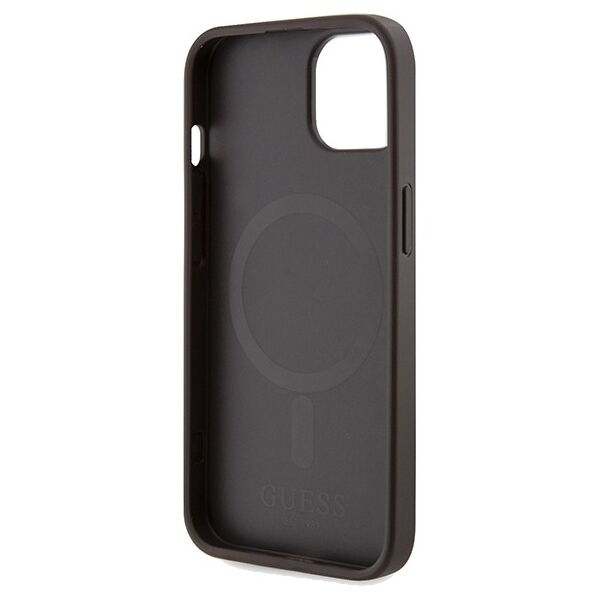 Guess case for  iPhone 15 6,1&quot; GUHMP15SP4RPSW HC MAGSAFE 4G PRINTED STRIPES BROWN 3666339203443