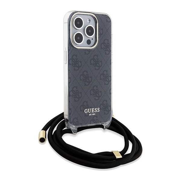 Guess case for  iPhone 15 Pro Max 6,7&quot; GUHCP15SHC4SEK HC CROSSBODY CORD 4G PRINT BLACK 3666339147952