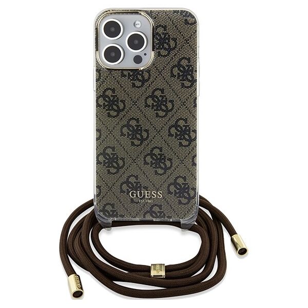 Guess case for  iPhone 15 Pro Max 6,7&quot; GUHCP15XHC4SEW HC CROSSBODY CORD 4G PRINT BROWN 3666339148096