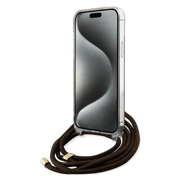 Guess case for  iPhone 15 Pro Max 6,7&quot; GUHCP15XHC4SEW HC CROSSBODY CORD 4G PRINT BROWN 3666339148096