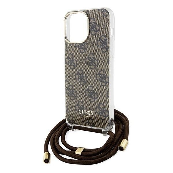 Guess case for  iPhone 15 Pro Max 6,7&quot; GUHCP15XHC4SEW HC CROSSBODY CORD 4G PRINT BROWN 3666339148096