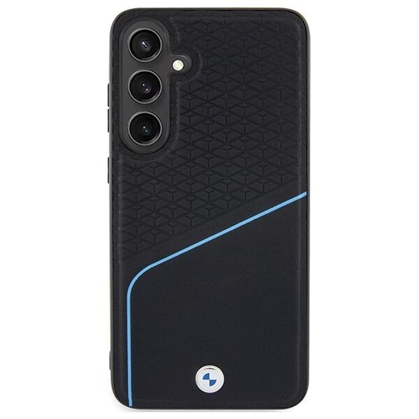 BMW case for Samsung Galaxy S24 black Signature Leather Textured & Line MagSafe 3666339241636