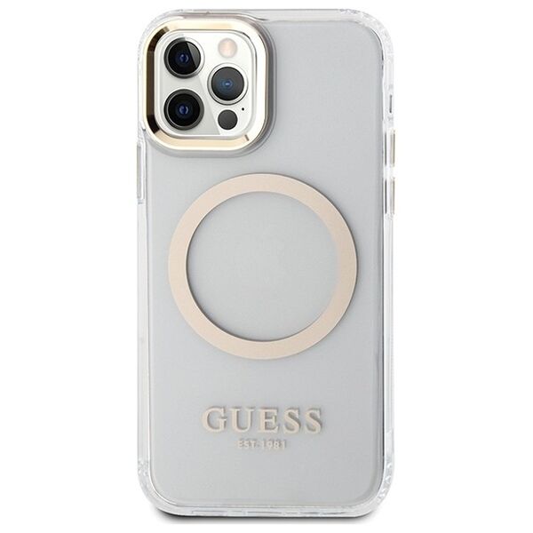 Guess case for iPhone 12 / 12 Pro 6,1&quot; GUHMP12MHTRMD gold HC MAGSAFE METAL OUTLINE 3666339169923