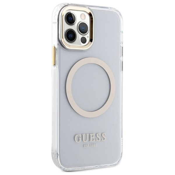 Guess case for iPhone 12 / 12 Pro 6,1&quot; GUHMP12MHTRMD gold HC MAGSAFE METAL OUTLINE 3666339169923