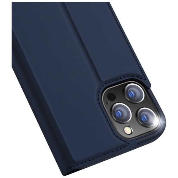 Case IPHONE 13 PRO MAX with a flip Dux Ducis Skin Leather navy blue 6934913047019